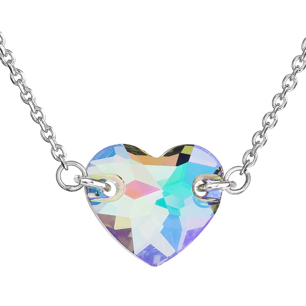 Stříbrný náhrdelník s krystaly Swarovski zeleno fialové srdce 32020.5 Paradise Shine