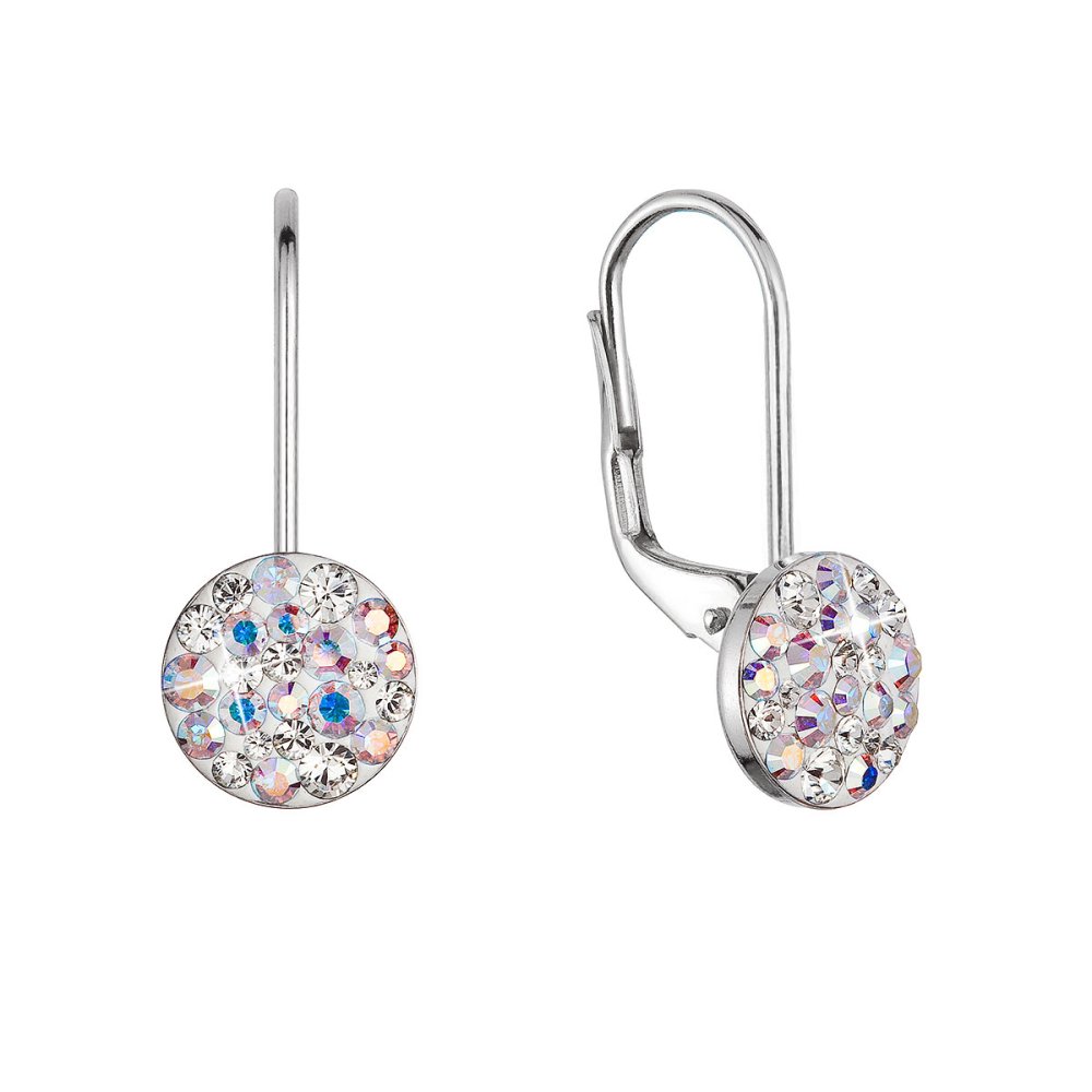 Levně Stříbrné náušnice visací s krystaly Swarovski ab efekt malé 31321.2 ab efekt