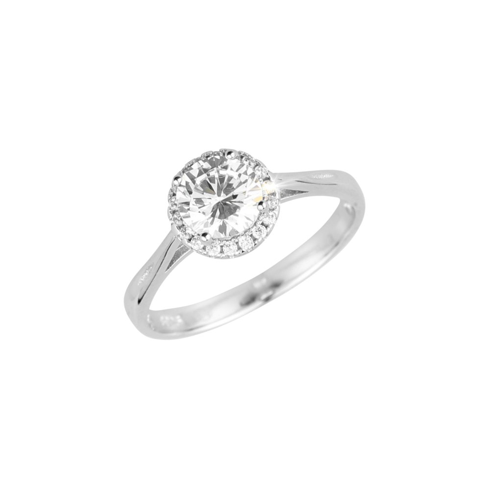 Stříbrný prsten luxusní se zirkony bílý 15008.1 crystal 60
