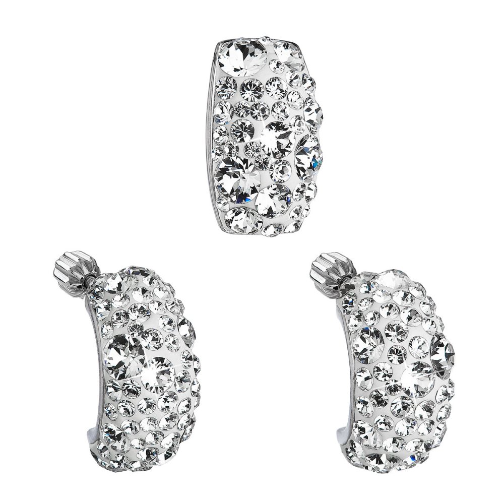 Levně Sada šperků s krystaly Swarovski náušnice a přívěsek bílý obdélník 39116.1 Krystal