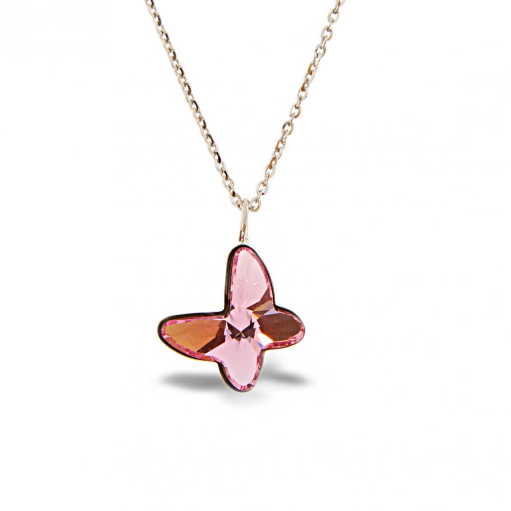 Náhrdelník Swarovski Elements Butterfly světle růžový