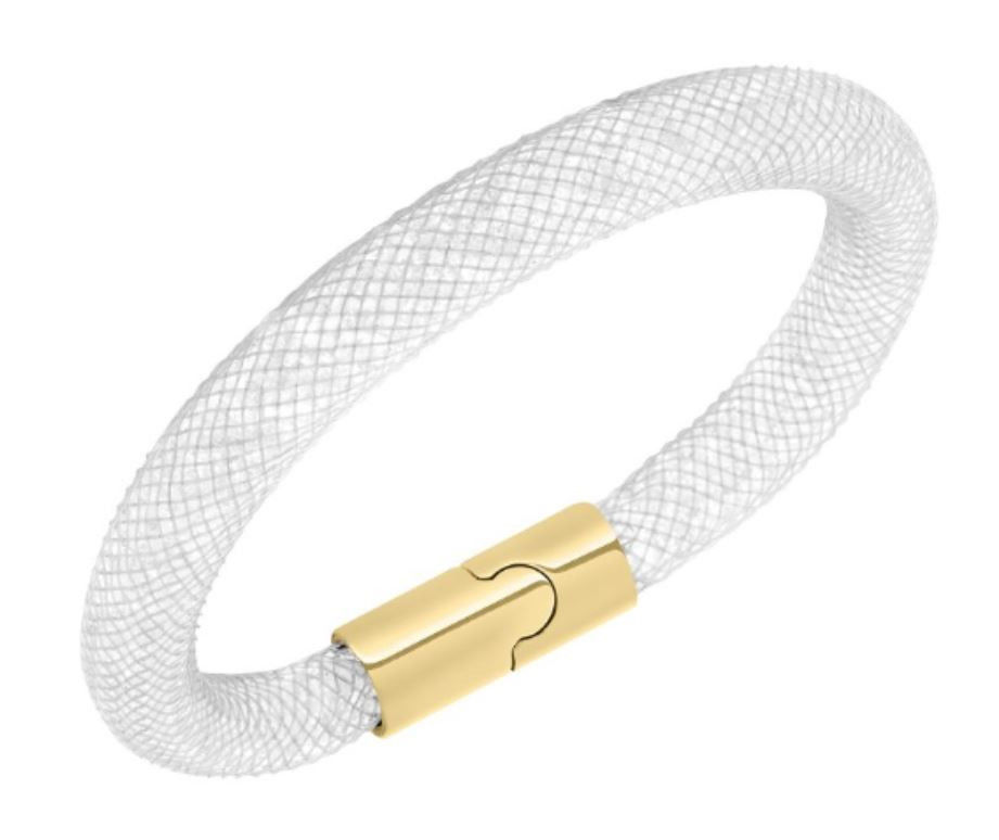 Náramek bílý Stardust s křišťály se zlatým zapínáním