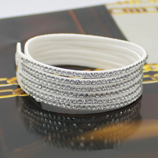 Náramek SLAKE bílý s bílými křišťály