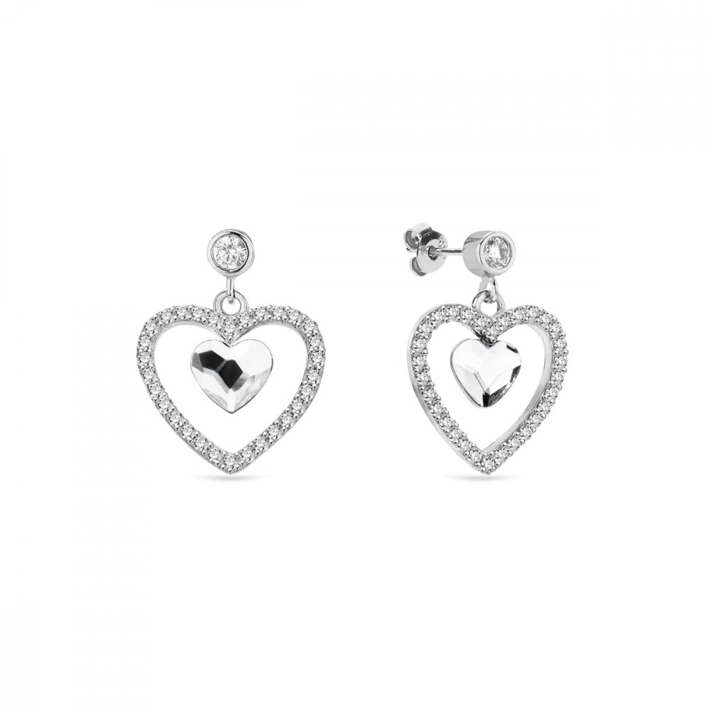 Levně Náušnice čiré se Swarovski Elements Amour KCC28086C Krystal