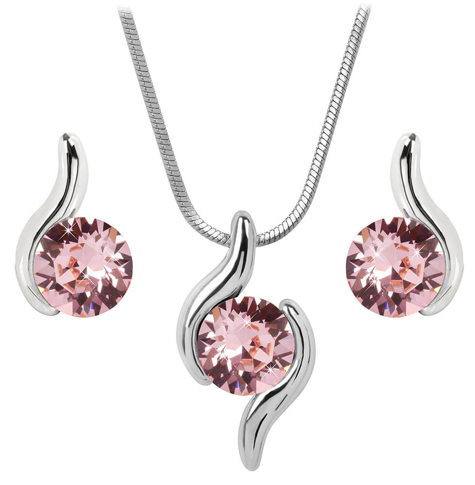 Souprava se Swarovski Elements vlnka růžová Light Rose