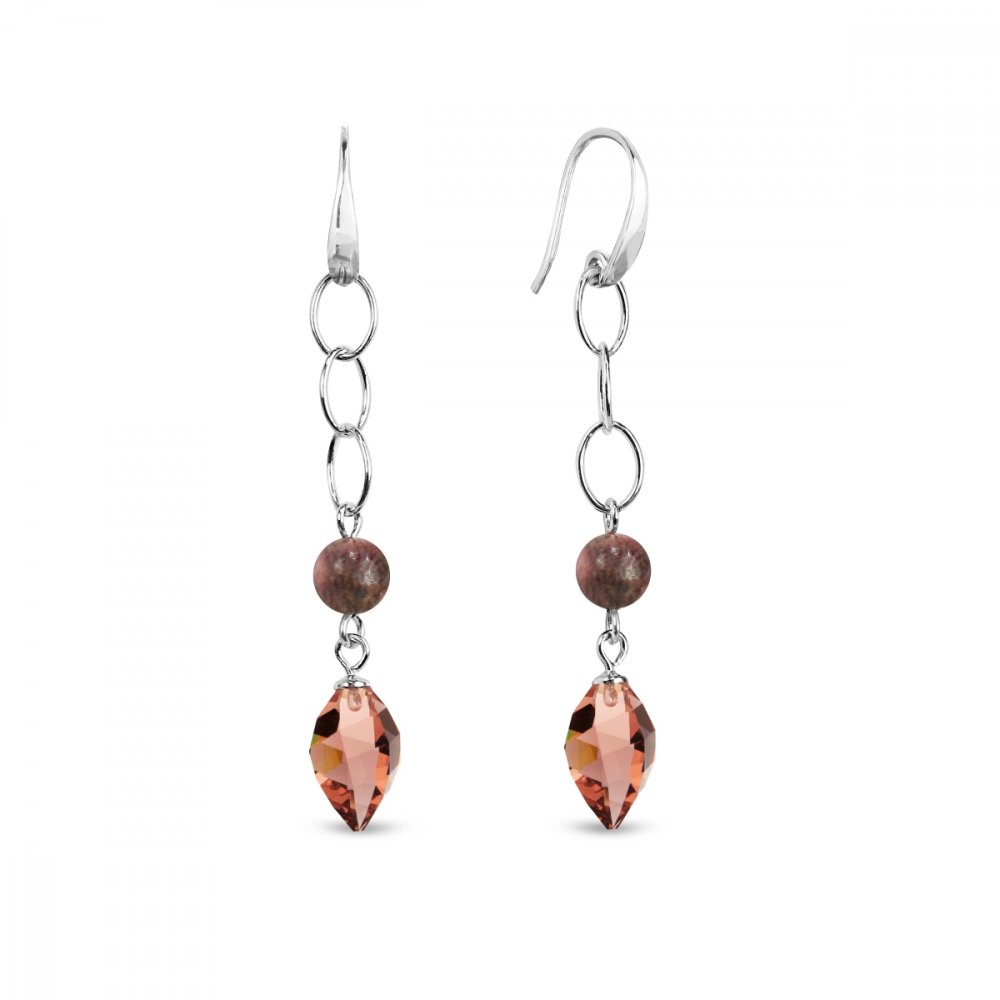 Náušnice se Swarovski Elements růžové Rhodonite KW6540BLR8RH Blush Rose