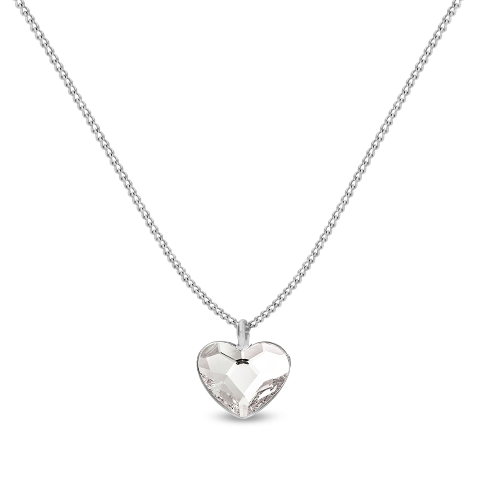 Levně Náhrdelník čirý se Swarovski Elements Heart N28086C Krystal L