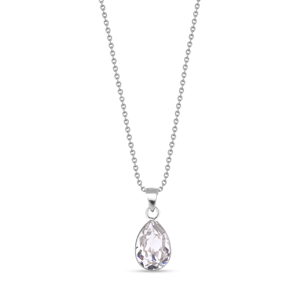 Stříbrný náhrdelník se Swarovski Elements čirá kapka Baroque N432010C Krystal