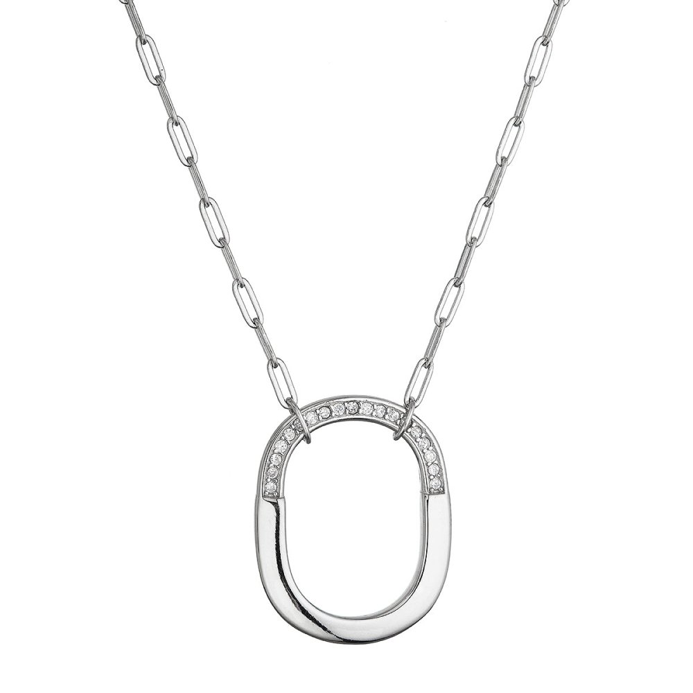 Stříbrný náhrdelník ovál se zirkony 12128.1 crystal