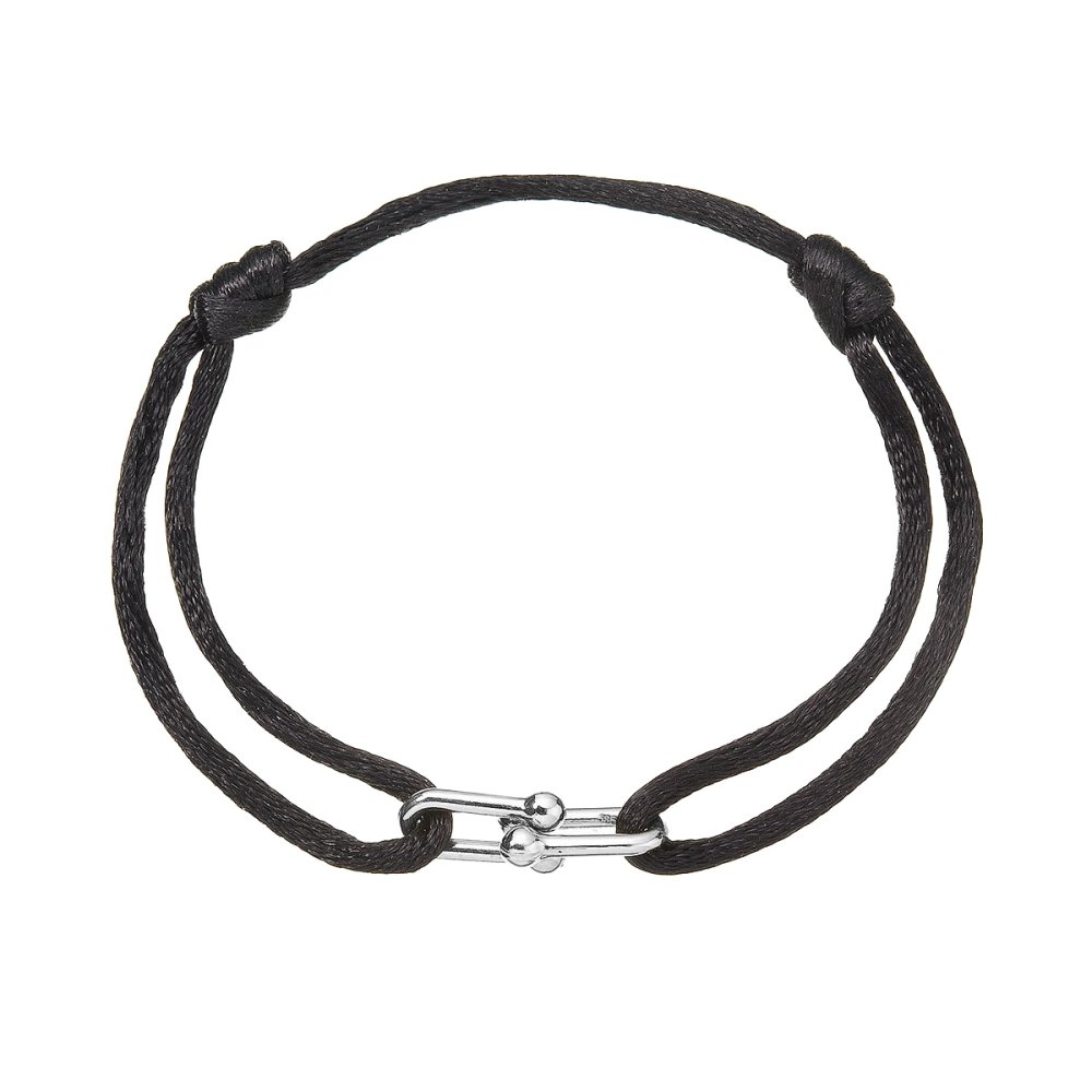 Levně Kabbalah náramek se stříbrnou ozdobou 13094.3 black