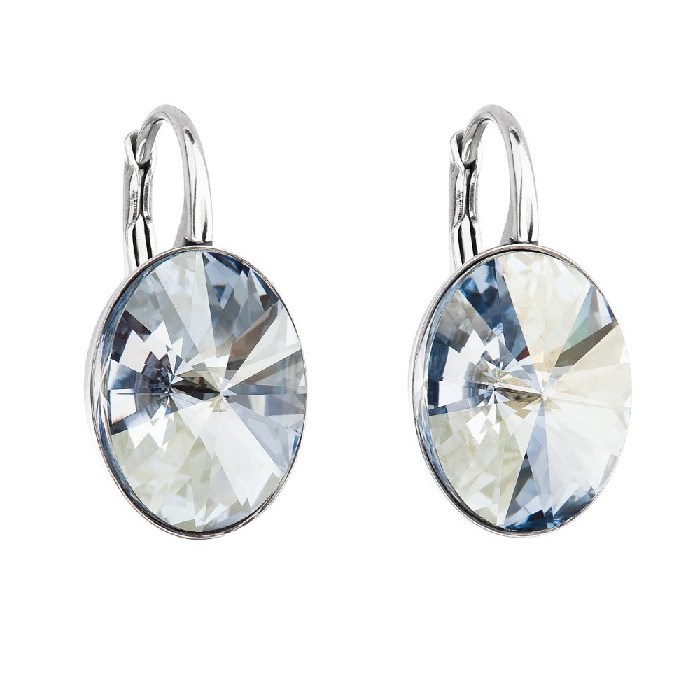 Stříbrné náušnice visací s krystaly Swarovski modrý ovál 31275.5 Blue Shade