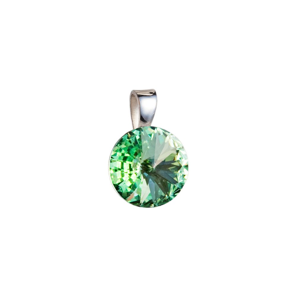 Stříbrný přívěsek s krystaly Swarovski zelený kulatý-rivoli 34112.3 Chrysolite