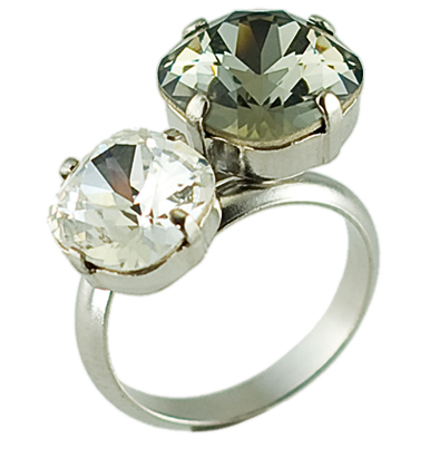 Prsten se Swarovski Elements čtverec Black Diamond