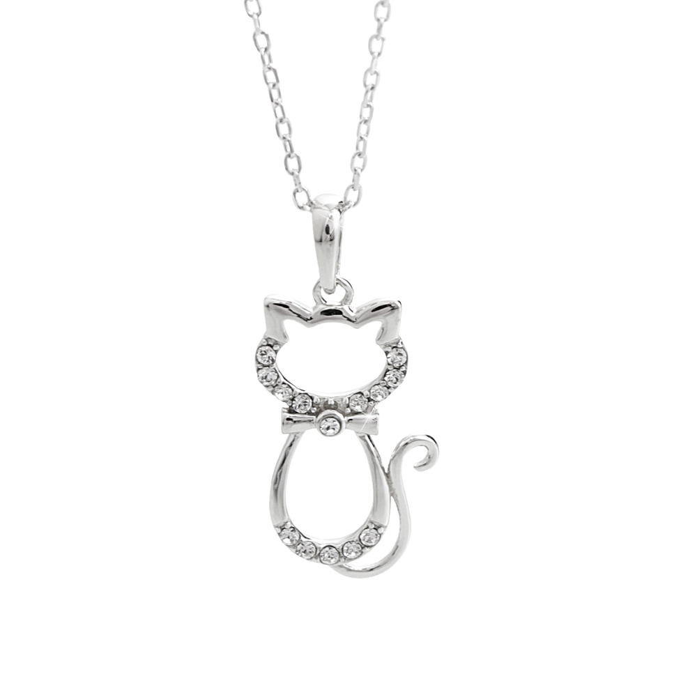 Náhrdelník čirý se Swarovski Elements Kočka Krystal