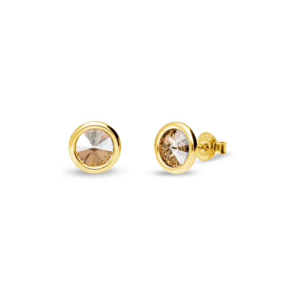 Náušnice zlaté barvy stříbrné pozlacené se Swarovski Elements Tiny Bonbon Studs KRG1122SS29GS Gold Shadow 6 mm