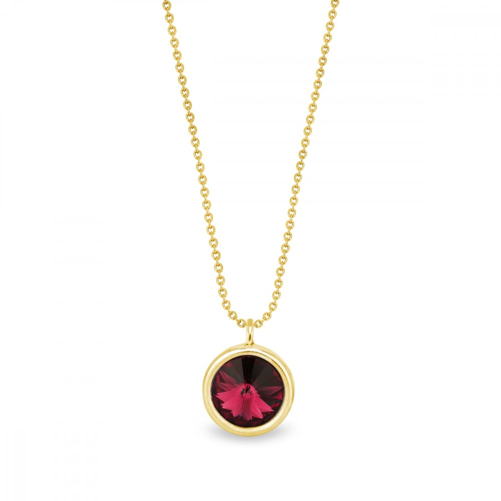Levně Náhrdelník červený stříbrný pozlacený se Swarovski Elements Birthday Stone NBG1122SS29SC Scarlet - Říjen