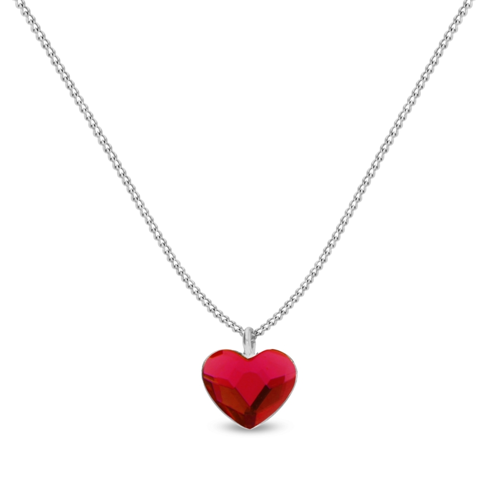 Náhrdelník červený se Swarovski Elements Heart N28086LSI Light Siam L