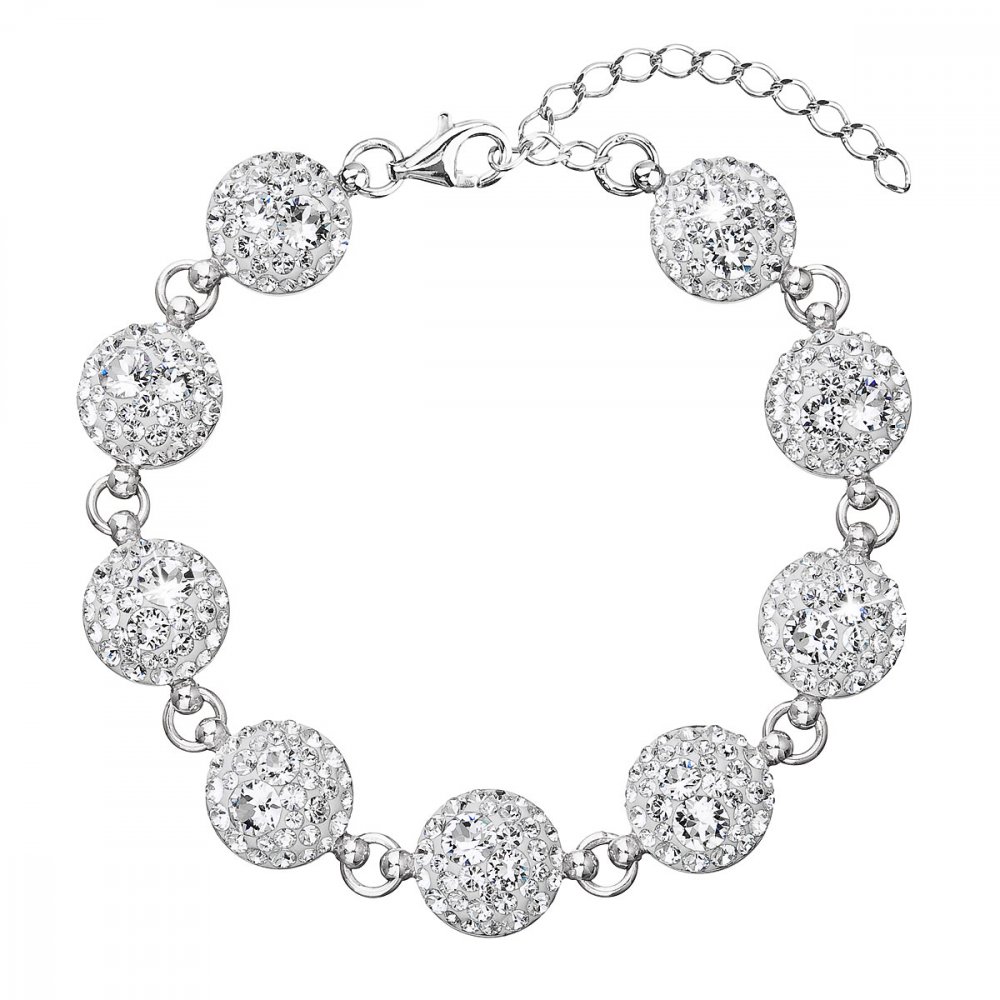 Stříbrný náramek se Swarovski krystaly bílý 33048.1 Krystal