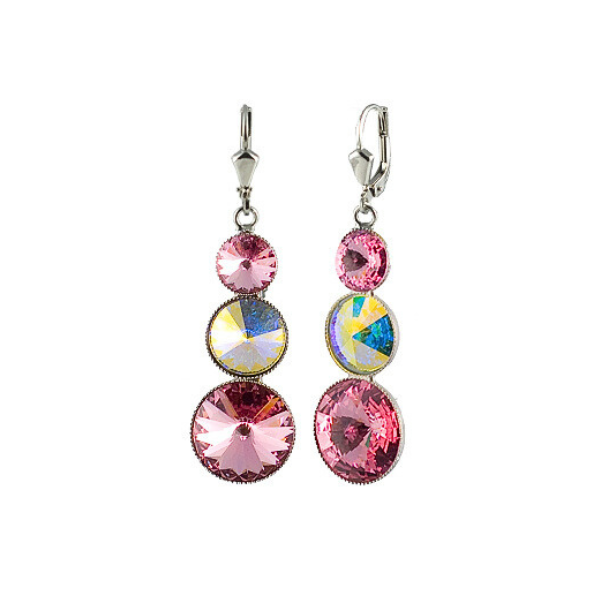 Náušnice Rivoli se Swarovski Elements s třemi kameny Light Rose