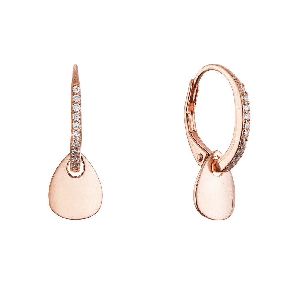 Levně Pozlacené stříbrné náušnice se zavěšenou placičkou 11722.1 rose gold