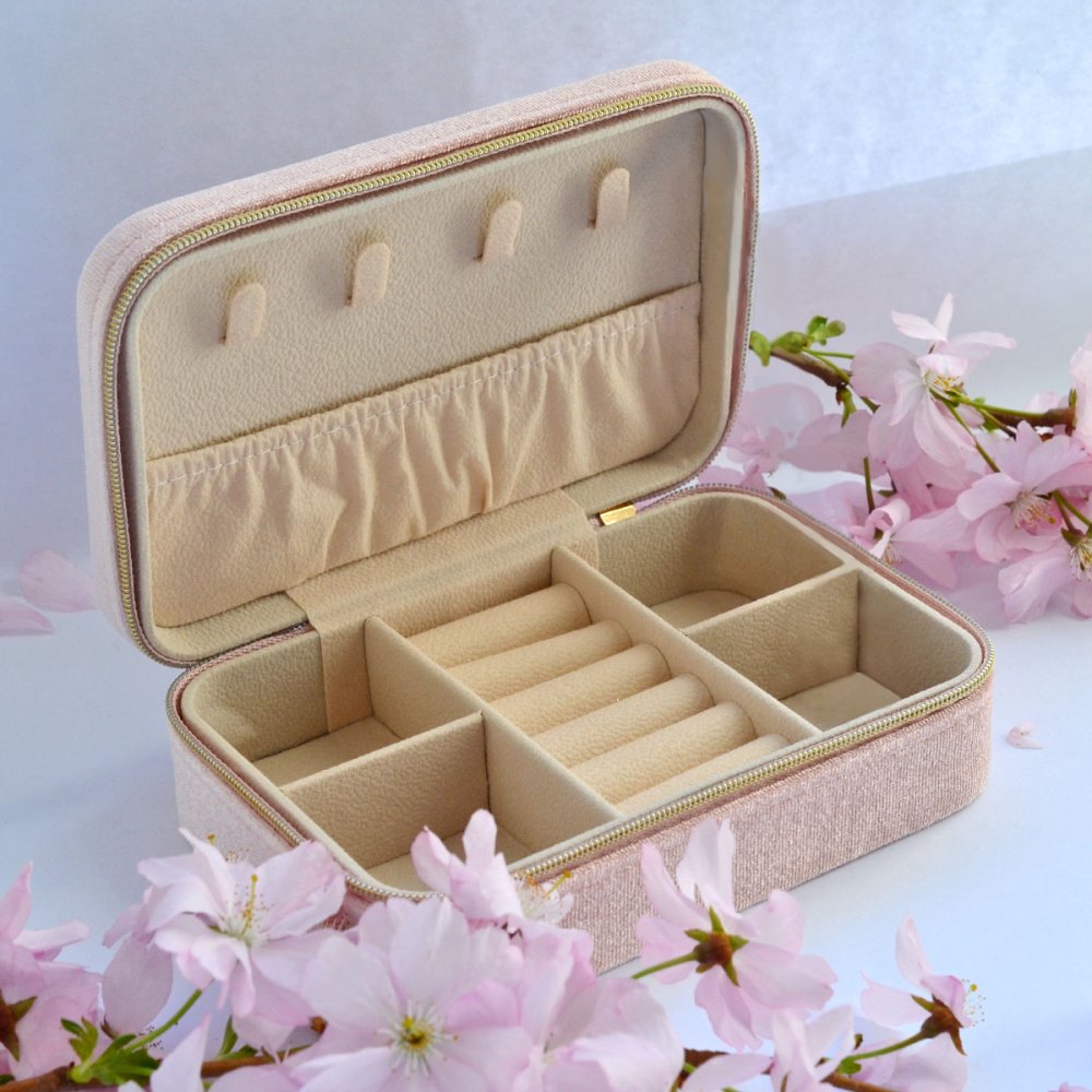 Šperkovnice obdélníková na zip SK0004 růžová