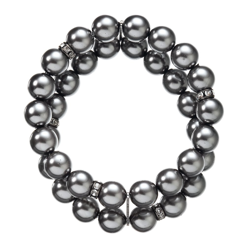 Levně Perlový náramek dvouřadý tmavě šedý 33065.3 grey