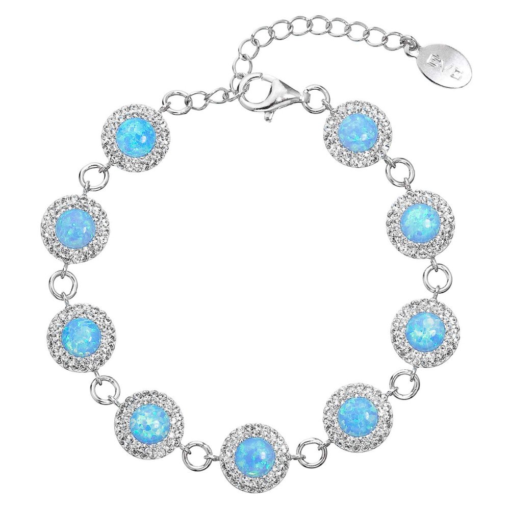 Levně Stříbrný náramek se syntetickým opálem a s křišťály Preciosa světle modrý 33105.1 Lt. Blue s. Opal