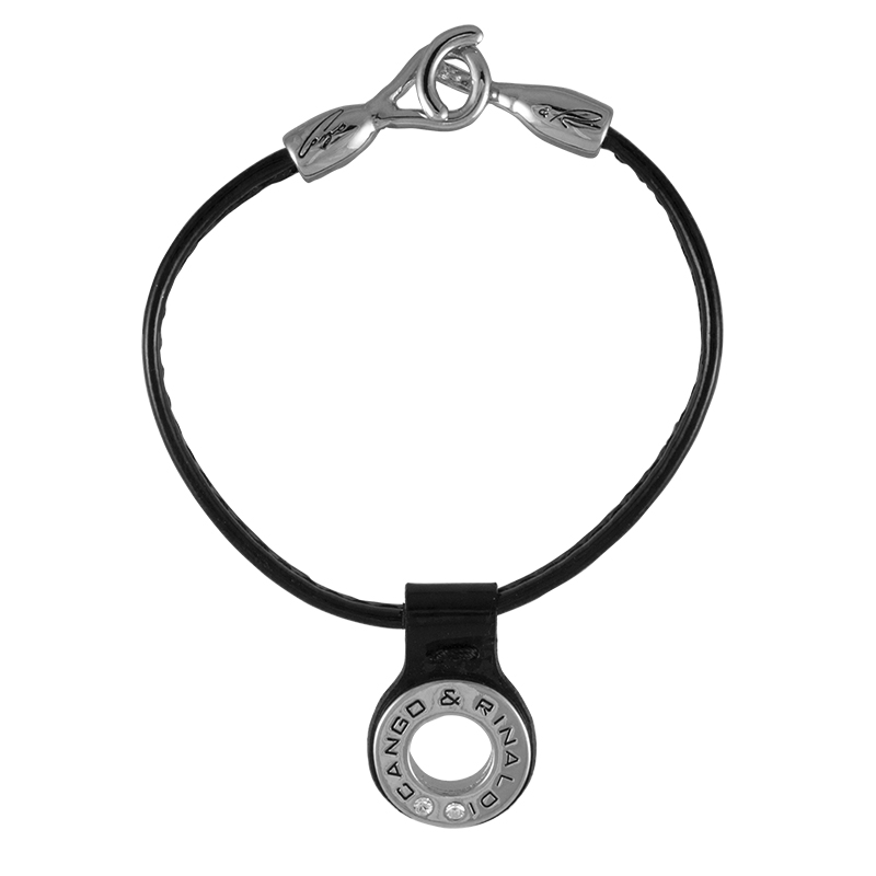 Kožený náramek černý Cango & Rinaldi lakovaný se Swarovski Elements