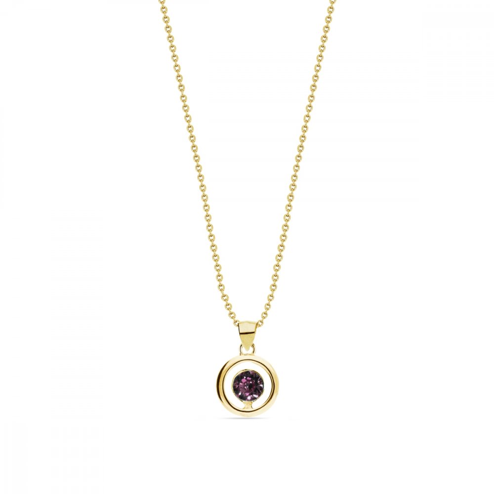 Náhrdelník fialový se Swarovski Elements Punct Gold NCG1088SS18AM Amethyst