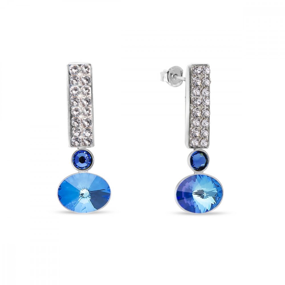 Náušnice modré se Swarovski Elements Lingo KFM4122CRBD Royal Blue DeLite