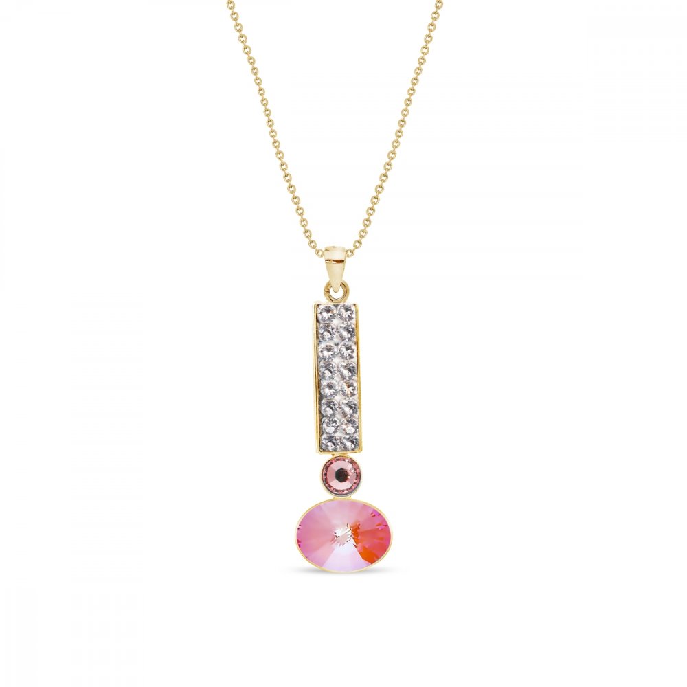 Levně Náhrdelník oranžový se Swarovski Elements Lingo NGFM4122COGD Orange Glow DeLite