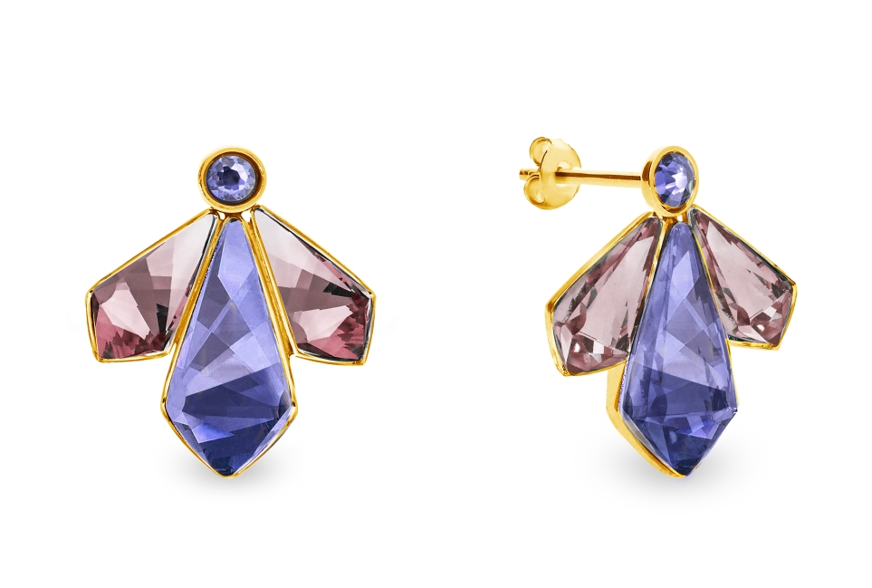 Náušnice fialové se Swarovski Elements Falena KDFG47313TAAP Tanzanite