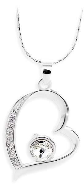 Náhrdelník se Swarovski Elements bílé srdce Krystal