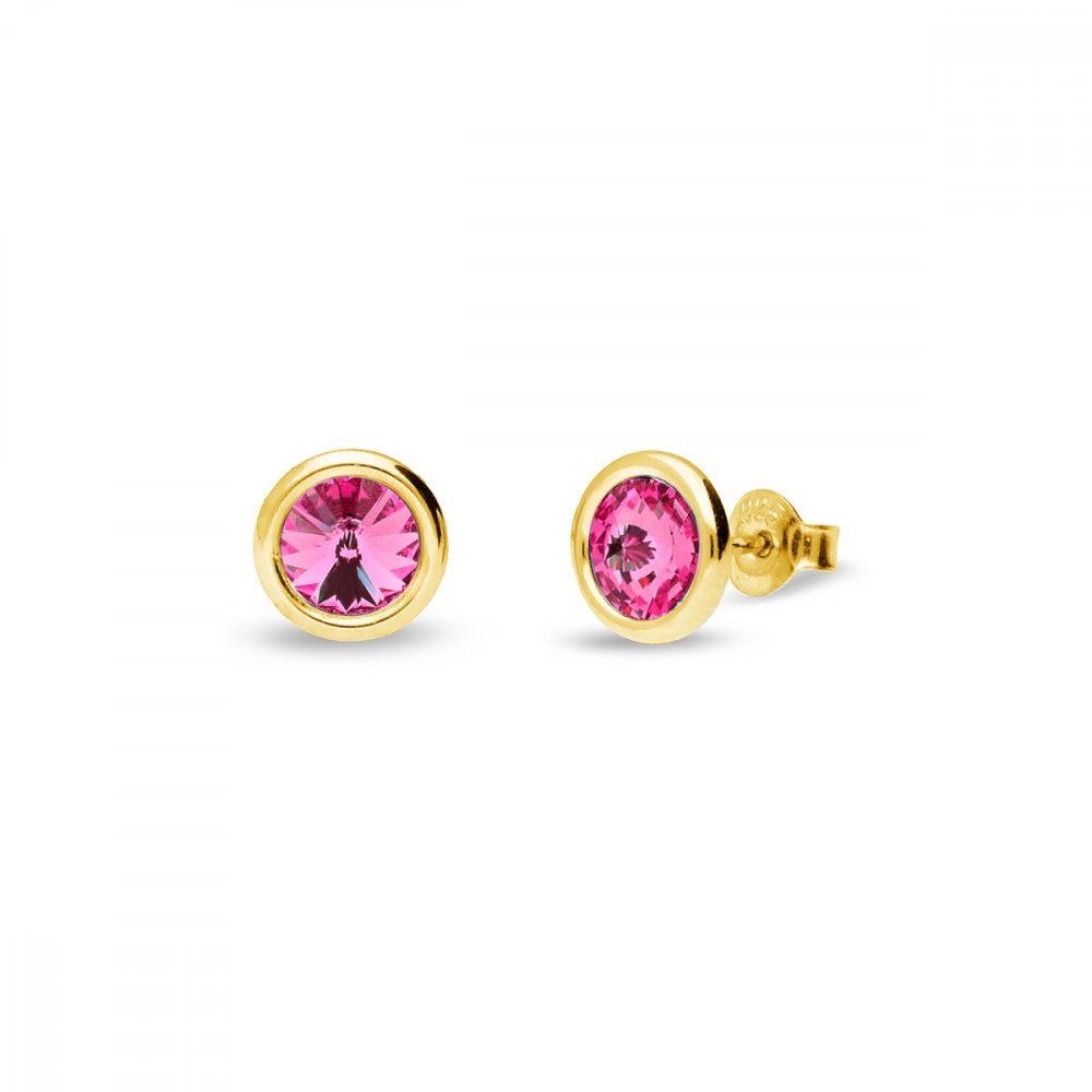Levně Náušnice růžové stříbrné pozlacené se Swarovski Elements Tiny Bonbon Studs KRG1122SS29R Rose 6 mm