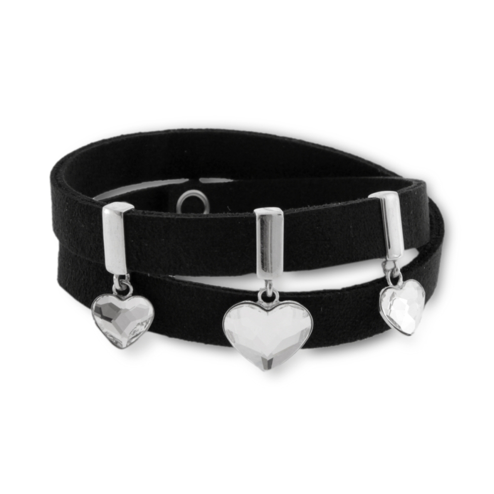 Náramek se Swarovski Elements krystaly černý Heart B2808CZC Krystal