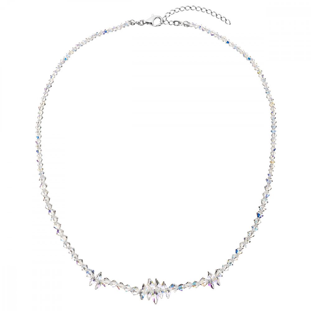 Stříbrný náhrdelník s krystaly Swarovski AB efekt hrozen 32064.2 AB