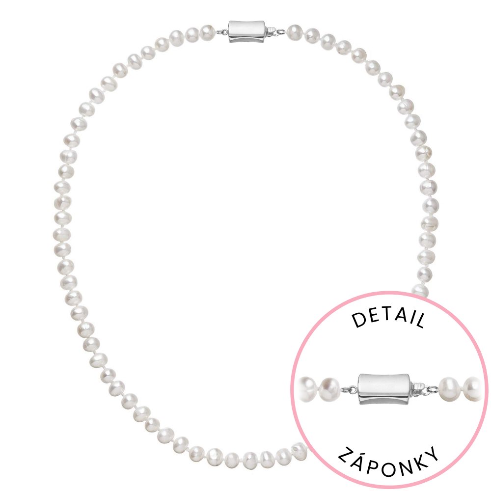 Perlový náhrdelník z říčních perel se zapínáním z bílého 14 karátového zlata 822001.1/9267B bílý,Perlový náhrdelník z říčních perel se zapínáním z bíl