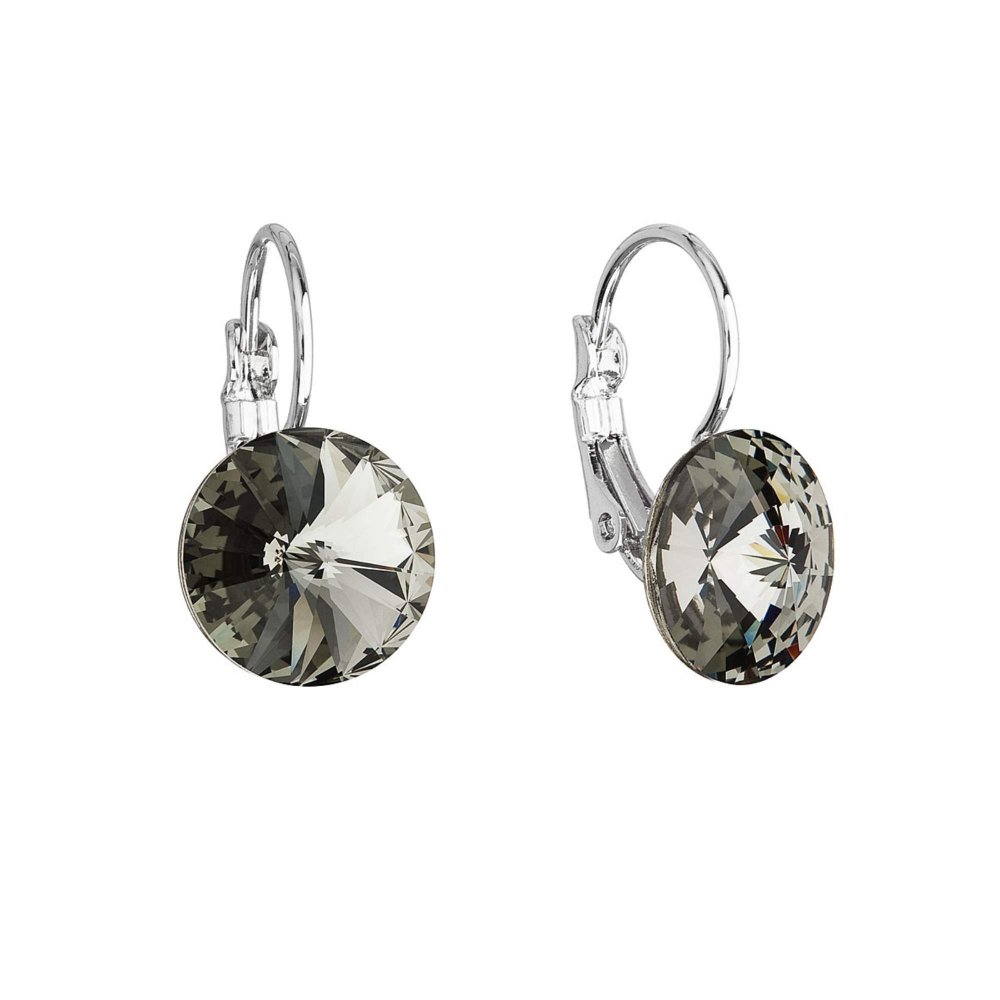 Náušnice Rivoli se Swarovski Elements Black Diamond 12 mm