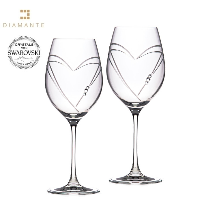 Sklenice na červené víno se Swarovski Elements Hearts 470 ml
