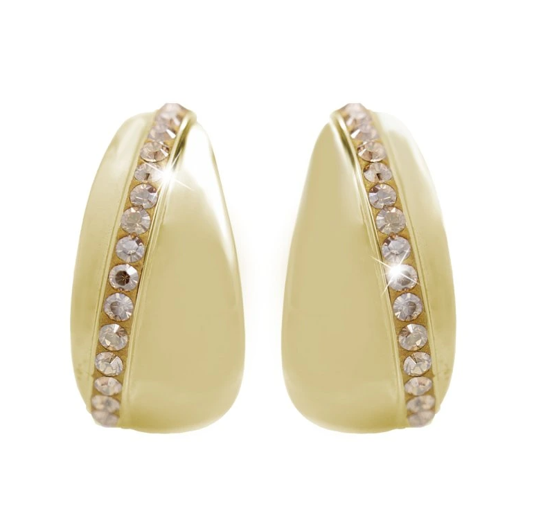 Pozlacené stříbrné náušnice kroužky ve tvaru kapky s krystaly Swarovski Elements