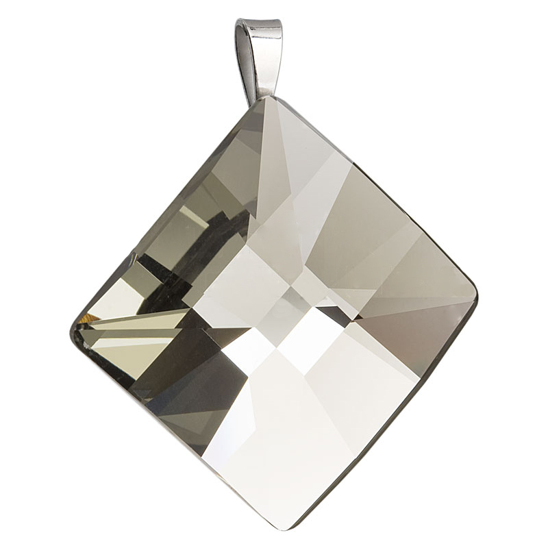 Přívěsek šedý se Swarovski Elements kosočtverec 34079.3 Black diamond