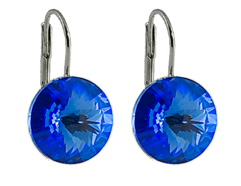 Náušnice tmavě modré Rivoli se Swarovski Elements Sapphire 14 mm