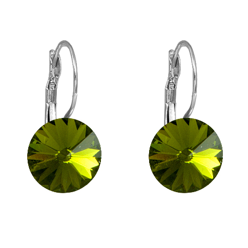 Náušnice zelené Rivoli se Swarovski Elements visací Olivine 12 mm
