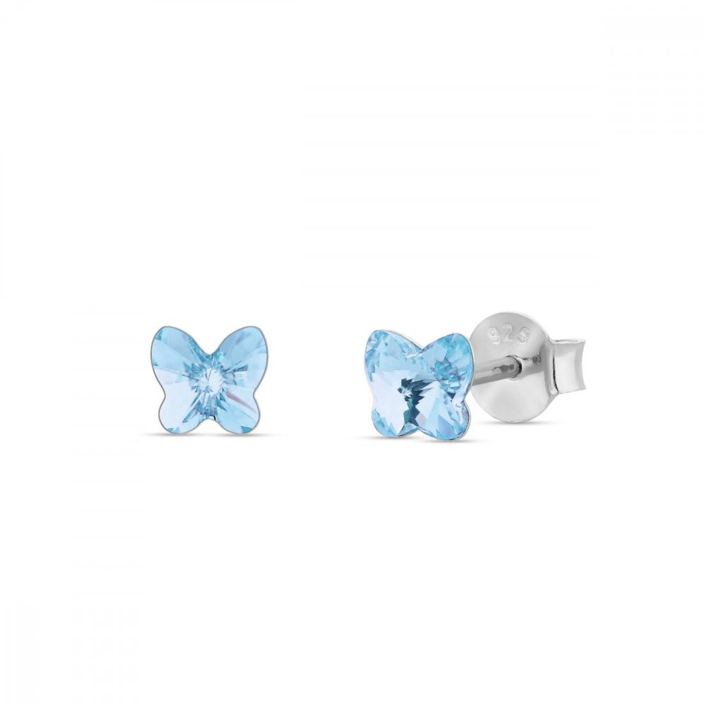 Náušnice modré se Swarovski Elements Small Butterfly K47485AQ