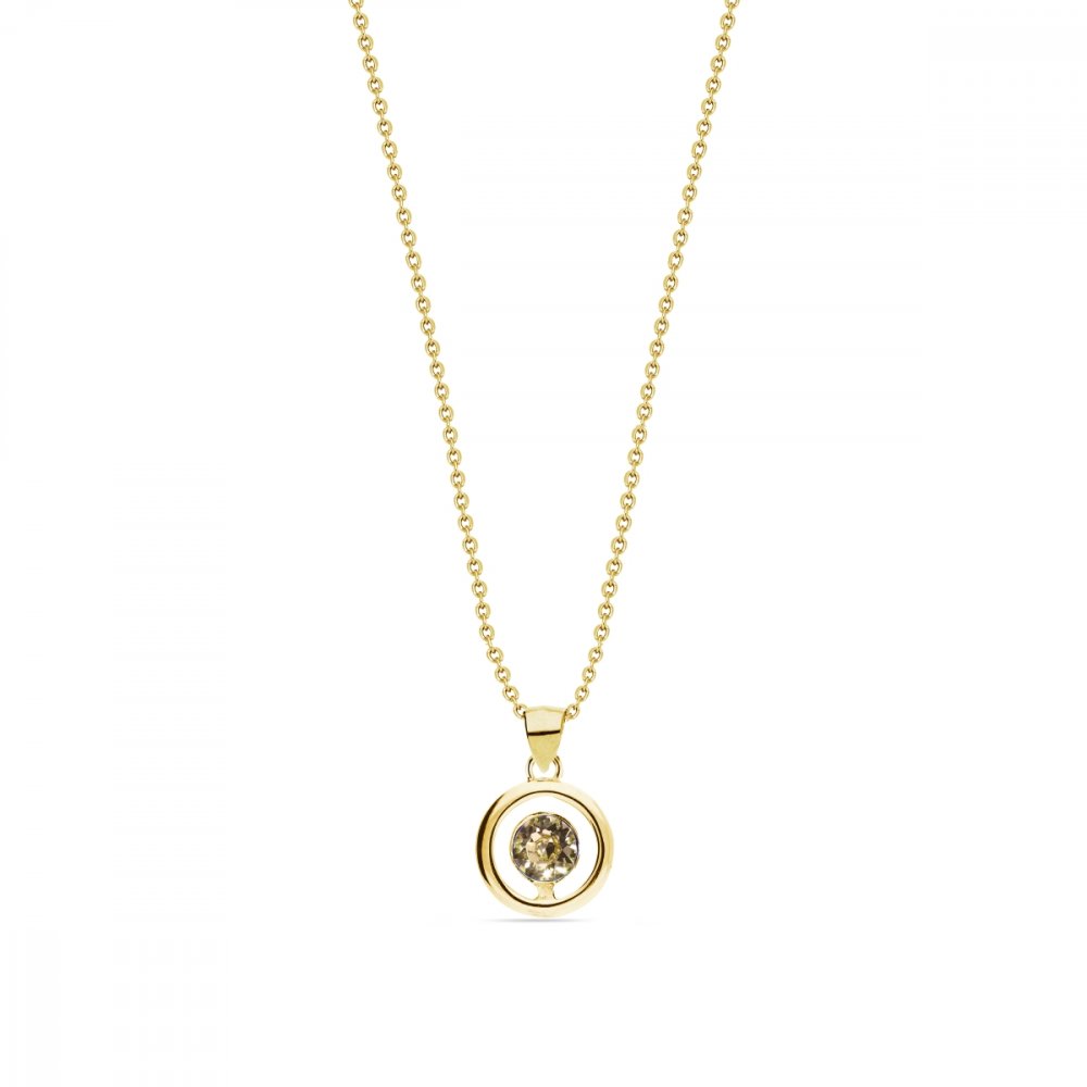 Náhrdelník hnědý se Swarovski Elements Punct Gold NCG1088SS18LCT Light Colorado Topaz