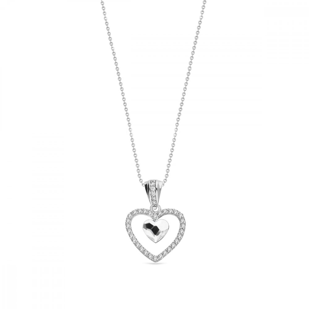 Levně Náhrdelník čirý se Swarovski Elements Amour NCC28086C Krystal