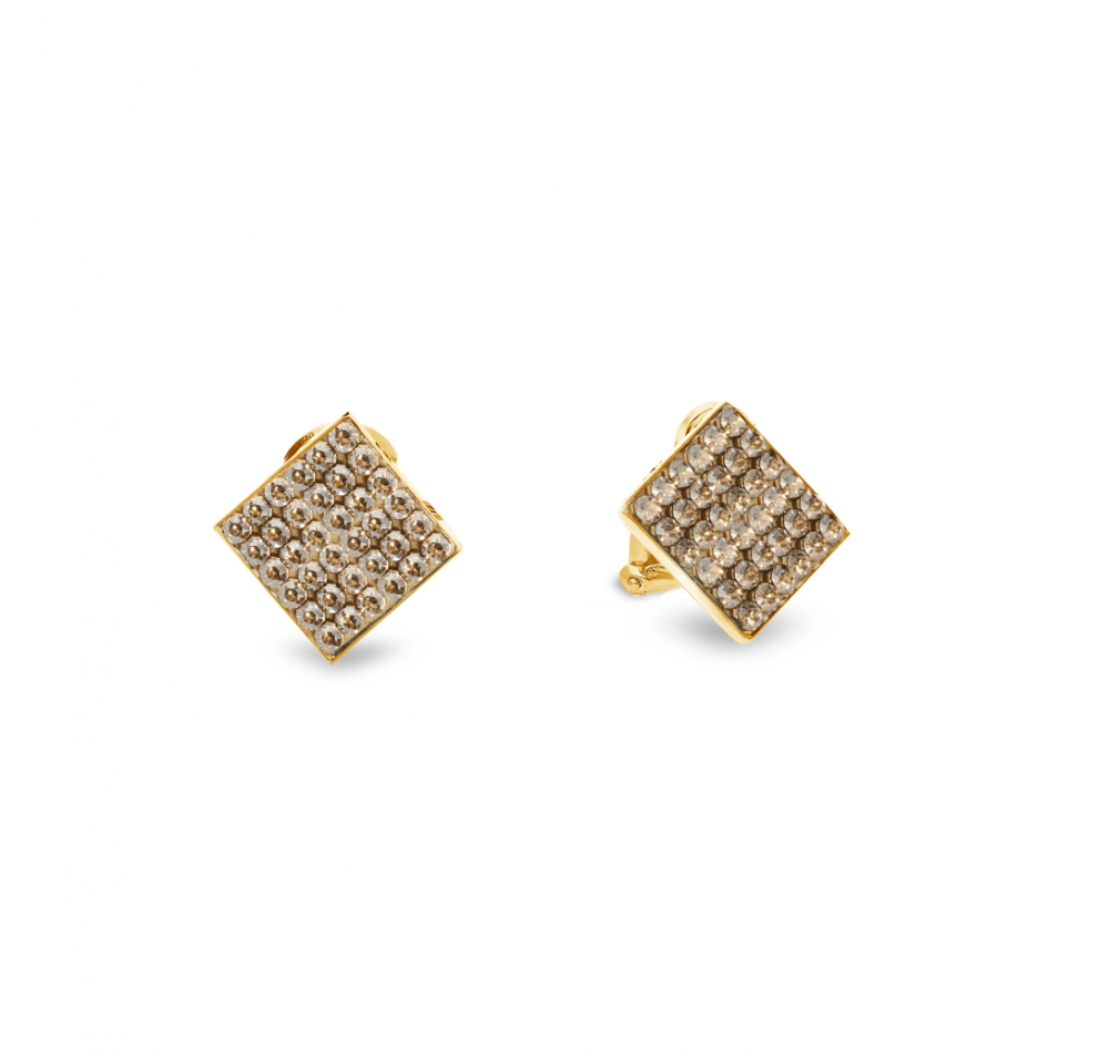 Náušnice zlaté se Swarovski Elements Kingdom Karo KLGFMK6GS Golden Shadow