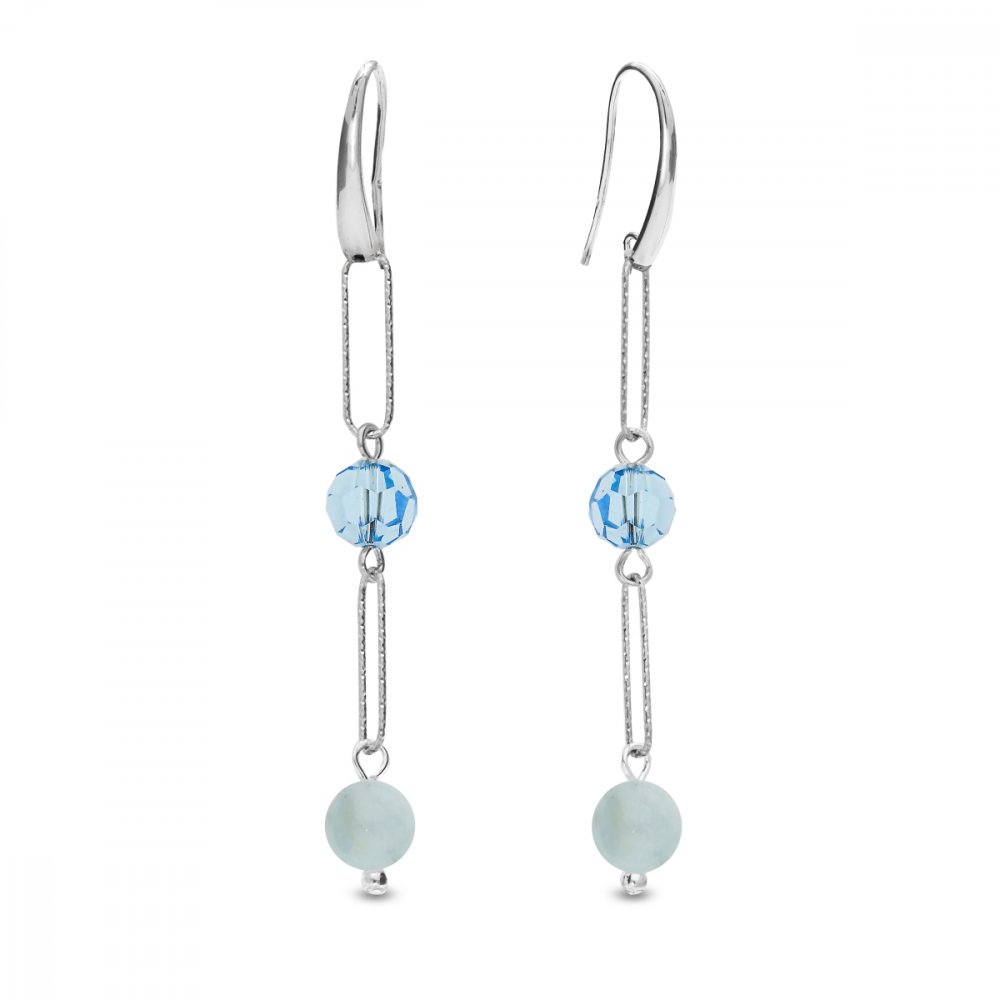 Stříbrné náušnice modré Trilliant KW4706AQ6AQM Aquamarine