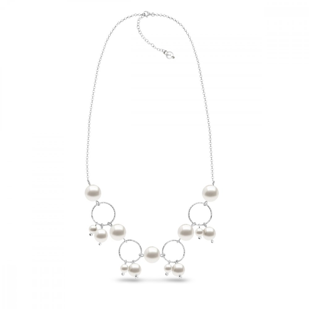 Stříbrný náhrdelník bílý perlový Satellite NF5810W White Pearl