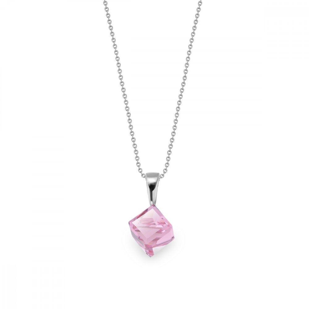 Levně Náhrdelník se Swarovski Elements kostka Light Rose 6 mm
